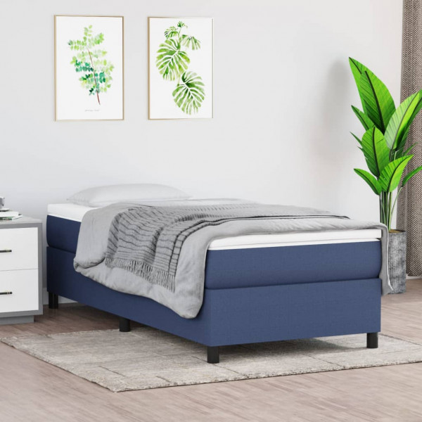 Estructura de cama box spring tela azul 80x200 cm D