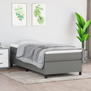 Estructura de cama box spring tela gris oscuro 90x190 cm D