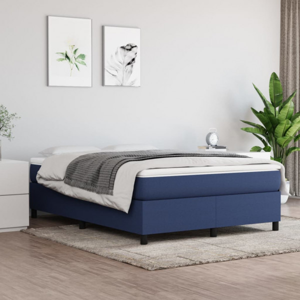 Estrutura da cama box spring tecido azul 140x190 cm D