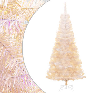 Árbol Navidad artificial puntas iridiscentes PVC blanco 180 cm D