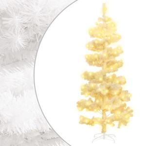 Árbol de Navidad en espiral con luces y soporte blanco 180 cm D