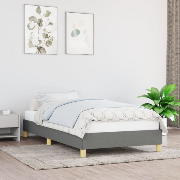 Estructura de cama de tela gris oscuro 90x190 cm D