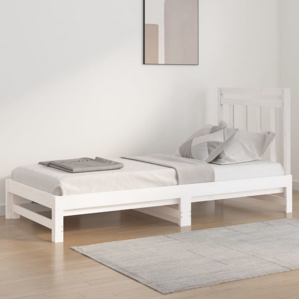 Sofá-cama removível em madeira maciça de pinho branco 2x(90x200) cm D