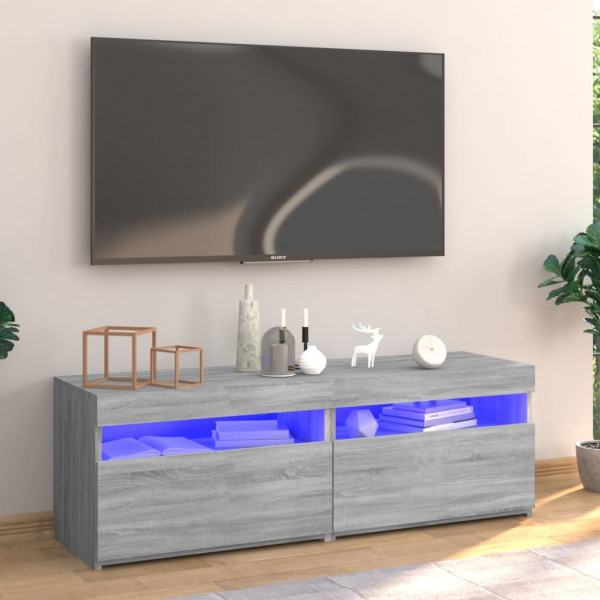 Mueble de TV con luces LED gris Sonoma 120x35x40 cm D