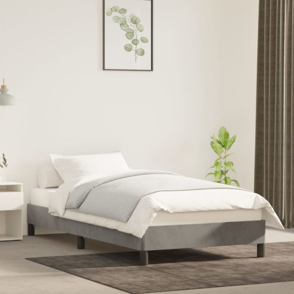 Estructura de cama de terciopelo gris claro 100x200 cm D