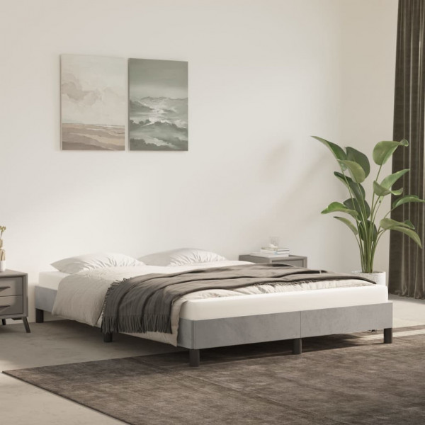 Estructura de cama de terciopelo gris claro 140x190 cm D