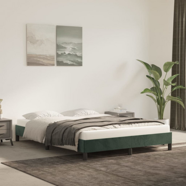 Estructura de cama de terciopelo verde 140x200 cm D