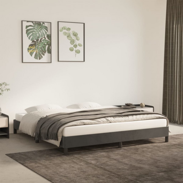 Estructura de cama de terciopelo gris oscuro 160x200 cm D