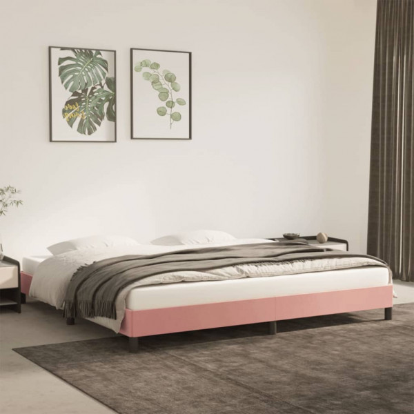 Estrutura de cama em veludo rosa 200x200 cm D