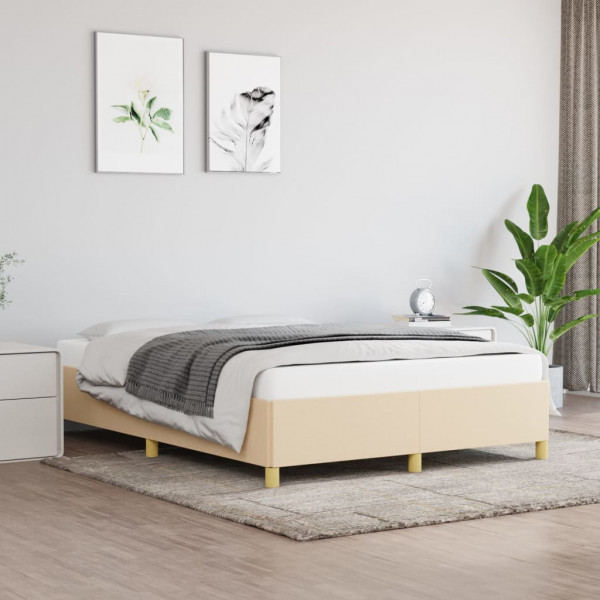 Estructura de cama de tela color crema 140x190 cm D