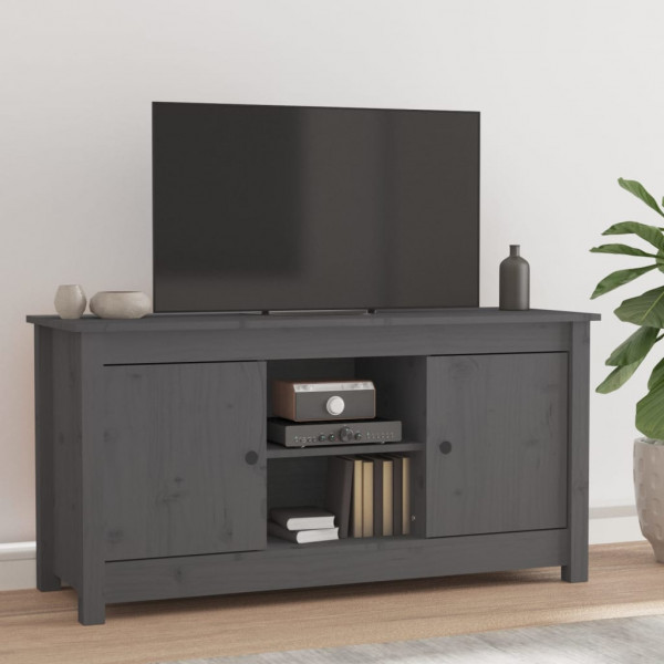 Mueble de TV de madera maciza de pino gris 103x36.5x52 cm D