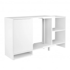 FMD Unidad de almacenaje de esquina modular con estante abierto blanco D