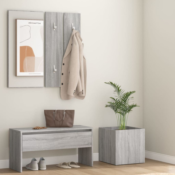 Set de muebles de recibidor madera contrachapada gris Sonoma D