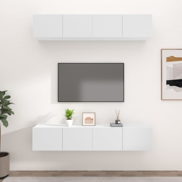 Muebles para TV 4 uds madera contrachapada blanco 80x30x30 cm D