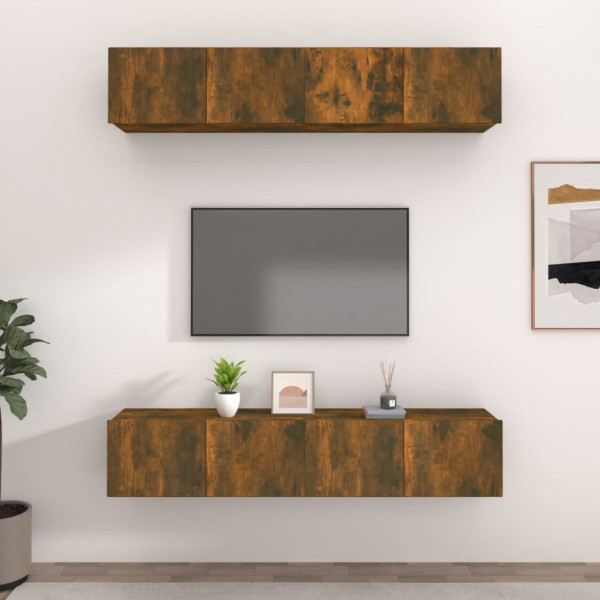 Muebles TV 4 uds madera contrachapada roble ahumado 80x30x30 cm D