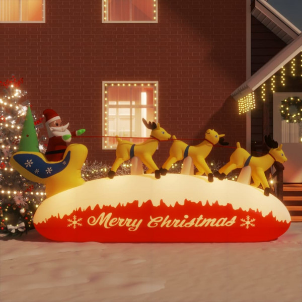 Papá Noel y renos de Navidad inflables con LED 145 cm D