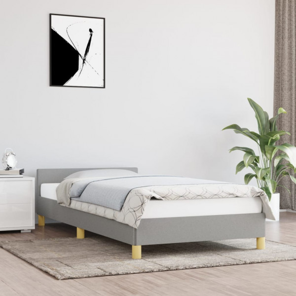 Estructura de cama con cabecero de tela gris claro 100x200 cm D