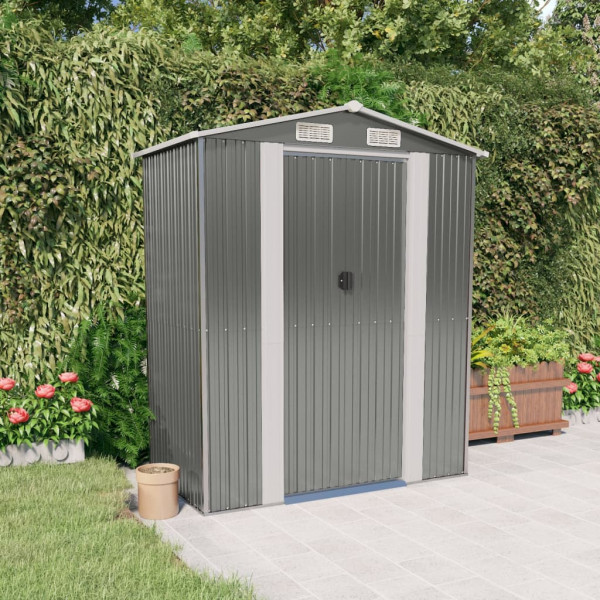 Abrigo de jardim em aço galvanizado cinza claro 192x108x223 cm D