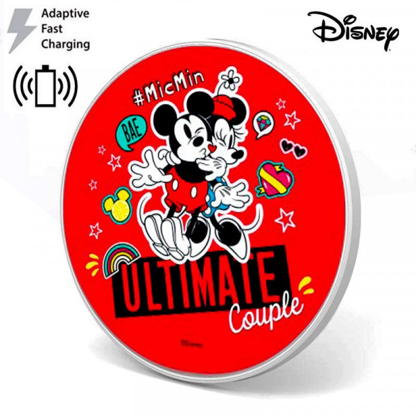 Dock Base Cargador Smartphones Qi Inalámbrico Universal Licencia Disney Rojo (Carga Rápida) D