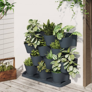 Set de plantas jardín vertical 12 uds polipropileno antracita D