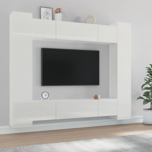 Set de muebles de TV 8 pzas madera contrachapada blanco brillo D