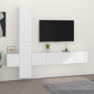 Set de muebles para TV 5 piezas madera contrachapada blanco D
