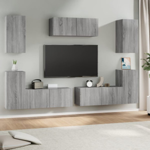 Set de muebles para TV 7 pzas madera contrachapada gris Sonoma D