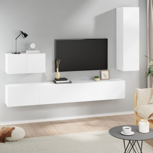 Set de muebles para TV 4 piezas madera contrachapada blanco D