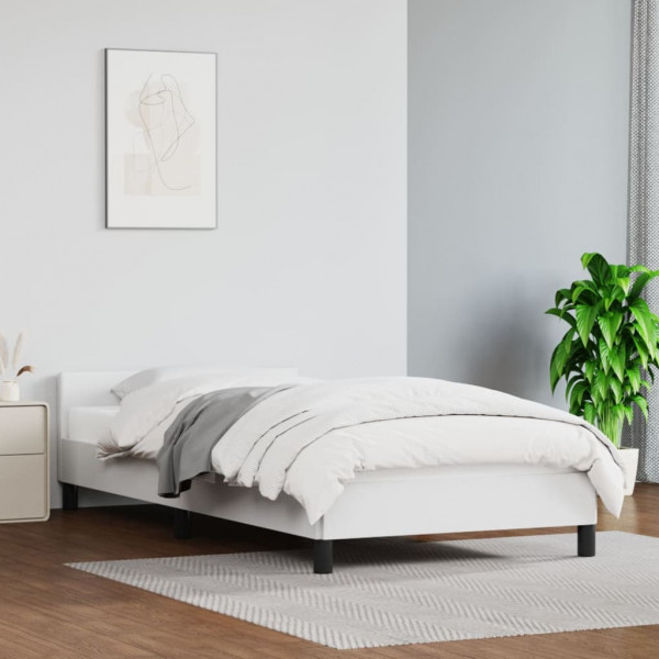 Estructura de cama con cabecero cuero sintético blanco 80x200cm D