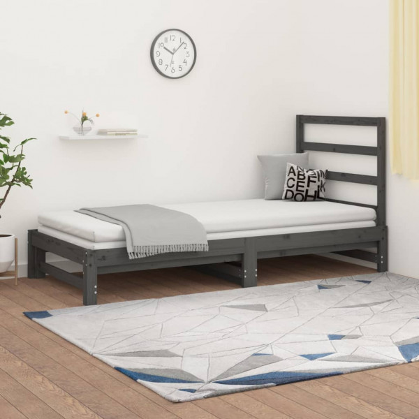 Sofá cama extraíble madera maciza de pino gris 2x(90x200) cm D