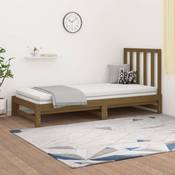 Sofá cama extraíble madera maciza de pino marrón 2x(90x200) cm D