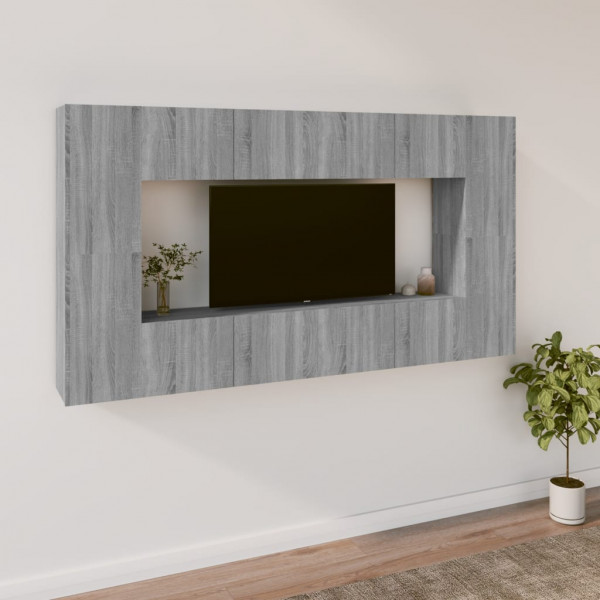Set de muebles para TV 8 pzas madera contrachapada gris Sonoma D