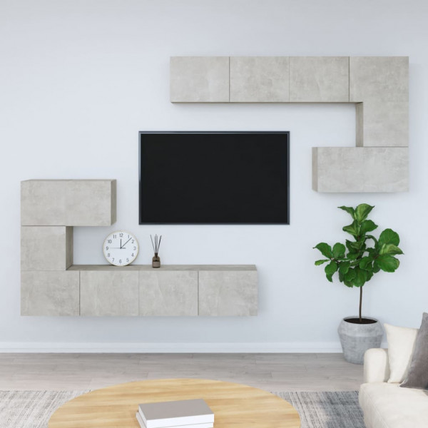 Mueble de pared de TV madera contrachapada gris hormigón D