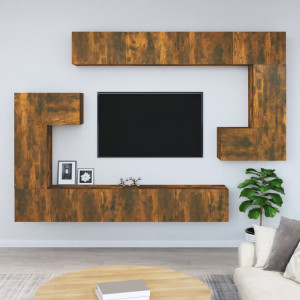 Mueble de pared para TV madera contrachapada roble ahumado D