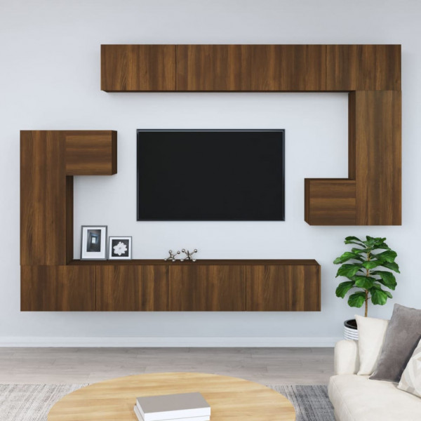 Mueble de pared para TV madera contrachapada roble marrón D