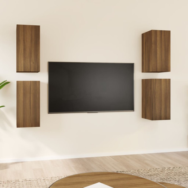 Muebles TV 4 uds madera contrachapada marrón roble 30.5x30x60cm D