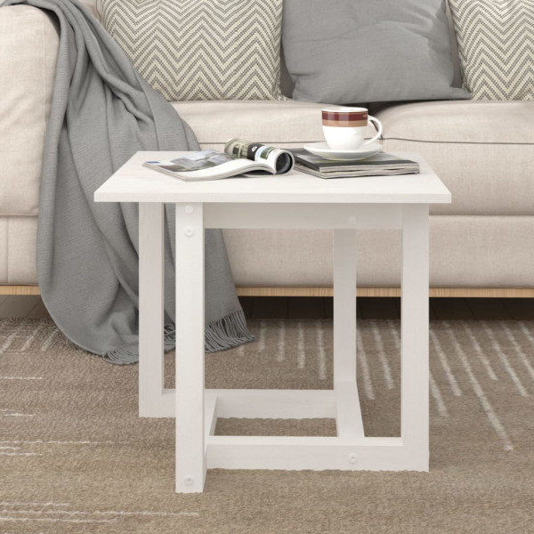 Mesa de centro de madera maciza de pino blanco 50x50x45 cm D