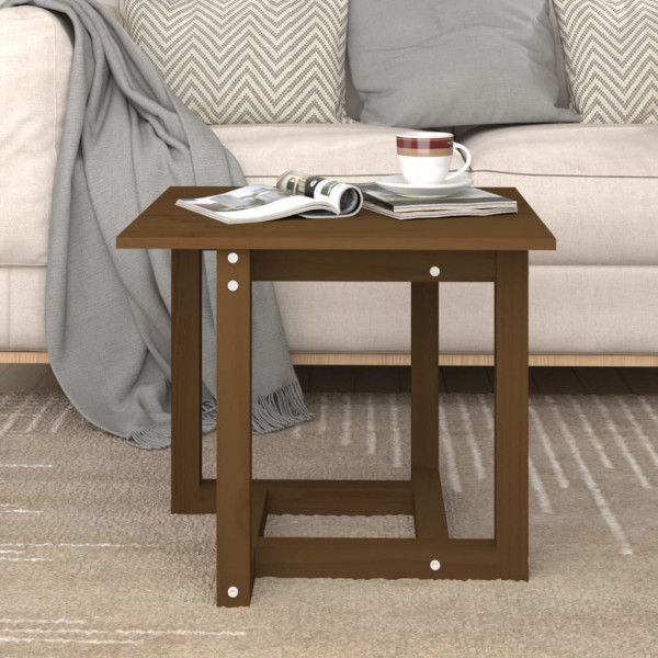 Mesa de centro em madeira maciça de pinho castanho mel 50x50x45 cm D