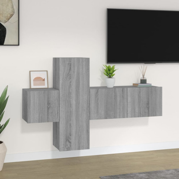 Set de muebles para TV 3 pzas madera contrachapada gris Sonoma D