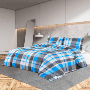Juego de funda nórdica algodón azul y gris 260x220 cm D