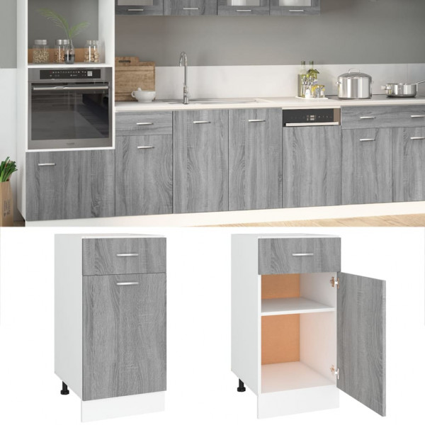 Armário de cozinha baixo em compensado cinza Sonoma 40x46x81,5 cm D