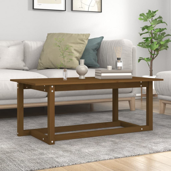 Mesa de centro em madeira maciça de pinho castanho mel 110x55x45 cm D