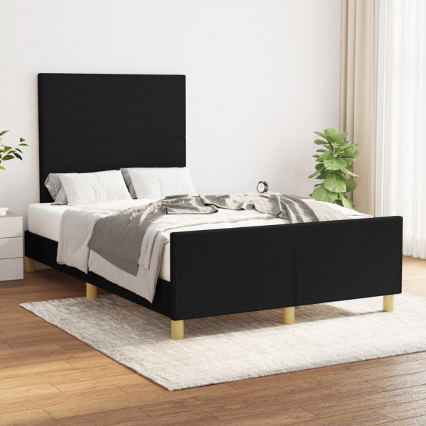 Estructura de cama con cabecero de tela negro 120x200 cm D