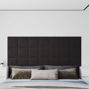 Paneles de pared 12 uds cuero sintético negro 30x30 cm 1.08 m² D