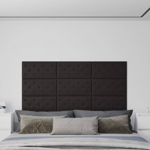 Paneles de pared 12 uds cuero sintético negro 60x30 cm 2.16 m² D