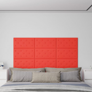 Paneles de pared 12 uds cuero PE rojo 60x30 cm 2.16 m² D