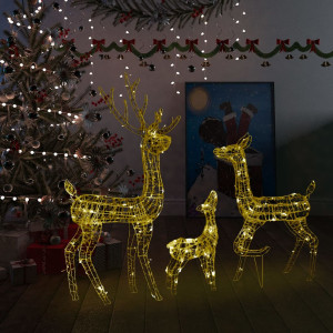 Familia de renos de Navidad acrílico 300 LEDs blanco cálido D