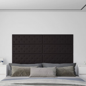 Paneles de pared 12 uds cuero sintético negro 90x30 cm 3.24 m² D