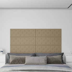 Paneles pared 12 uds cuero sintético capuchino 90x30 cm 3.24 m² D