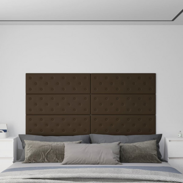 Painéis de parede 12 unidades couro sintético marrom 90x30 cm 3,24 m² D